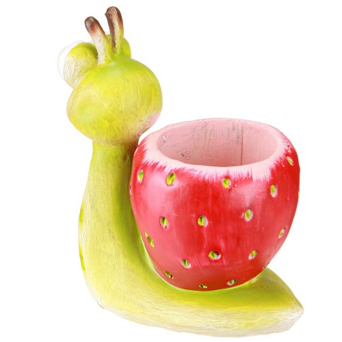 Article Pot de fleurs décoratif escargot fraise céramique vert rouge 15,5 cm