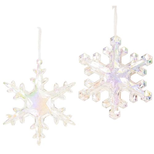 Floristik24 Flocons de neige décoratifs décoration hivernale irisée Ø14–15cm 2pcs