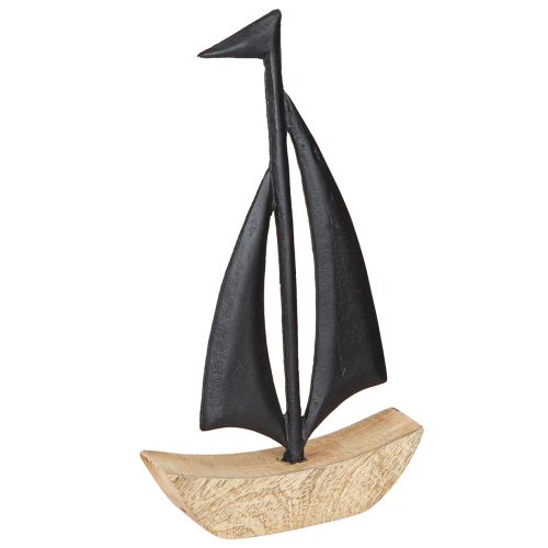 Voilier Décoratif Bois Métal Noir Naturel H30.5cm
