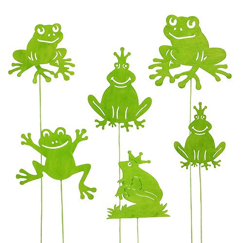 Floristik24 Bâtonnets décoratifs grenouille verte 7cm - 10cm 12pcs