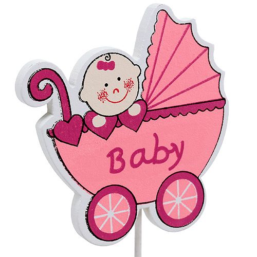 Floristik24 Bouchon décoratif poussette 6cm rose, bleu 16 pcs