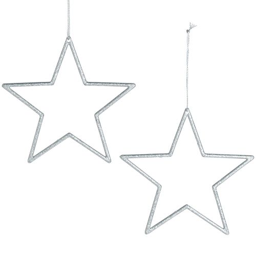 Article Étoile décorative argent décorations de sapin de Noël paillettes Ø12cm 12 pcs