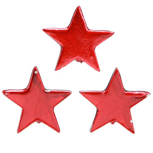 Étoiles décoratives métalliques rouges – 2e choix – Ø 5 cm, 36 pièces