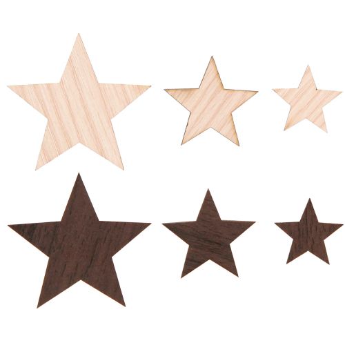 Floristik24 Déco étoiles Noël marron naturel Ø3,5–5,5cm 48 pcs