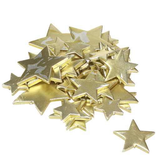 Article Étoiles décoratives à disperser dorées Ø3-7cm – 2e choix – 44 pièces