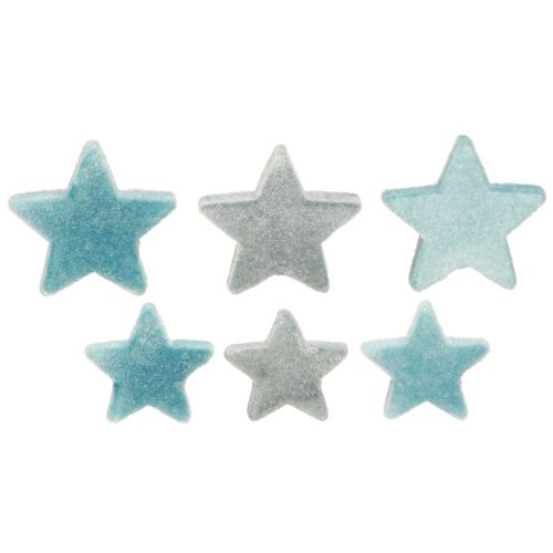 Étoiles décoratives floquées à disperser bleues Ø4/5cm 40 pièces