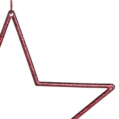 Article Étoiles décoratives avec étoiles rouges pailletées à suspendre 18cm 8 pcs