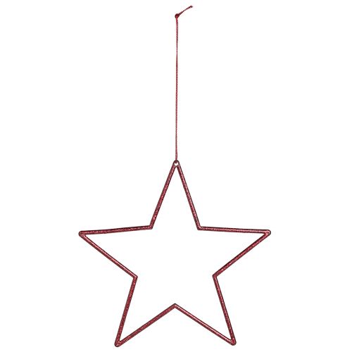 Article Étoiles décoratives avec étoiles rouges pailletées à suspendre 18cm 8 pcs