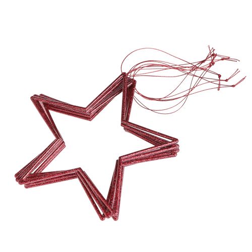 Article Étoiles décoratives avec étoiles rouges pailletées à suspendre 18cm 8 pcs