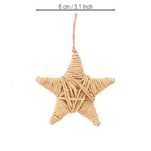 Article Étoiles décoratives à suspendre en raphia chanvre décoration arbre 7,5 cm 8 pièces