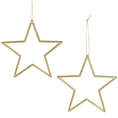 Étoiles décoratives pour décorations d&#39;arbre suspendues or Ø12cm 12 pcs