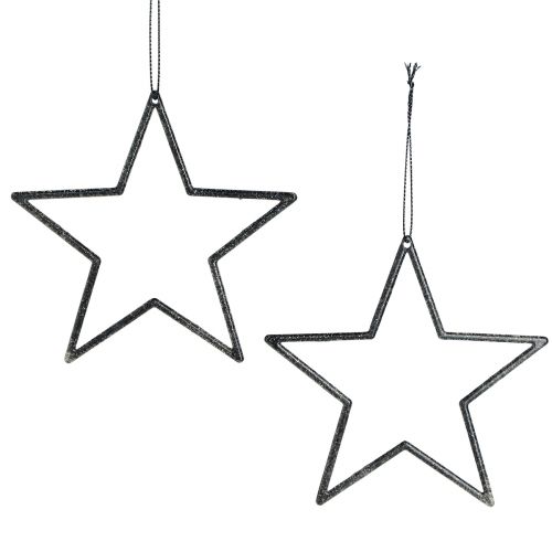 Floristik24 Étoiles décoratives pour décorations d&#39;arbre suspendues noires Ø12cm 12 pièces