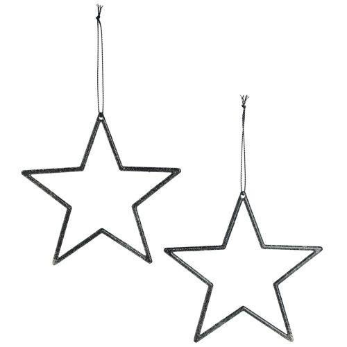 Article Étoiles décoratives pour décorations d'arbre suspendues noires Ø12cm 12 pièces