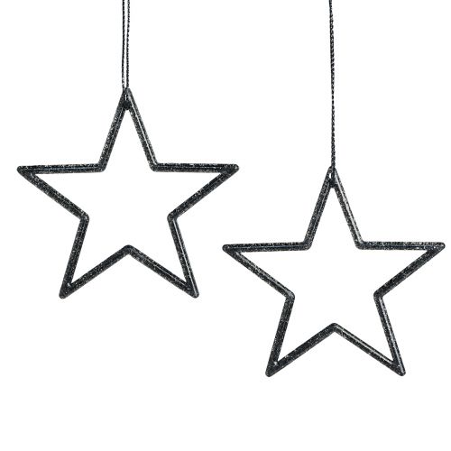 Article Étoiles déco à suspendre paillettes noires Ø7,5cm 40 pcs