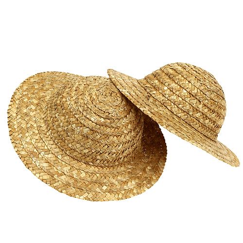 Floristik24 Chapeau de paille décoratif Ø 16 cm couleurs naturelles 12 p.