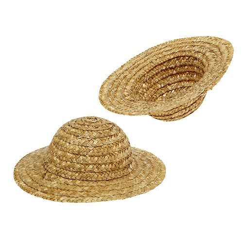 Floristik24 Chapeau de paille décoratif Ø 16 cm couleurs naturelles 12 p.