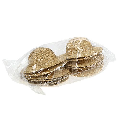 Floristik24 Chapeau de paille décoratif Ø 16 cm couleurs naturelles 12 p.
