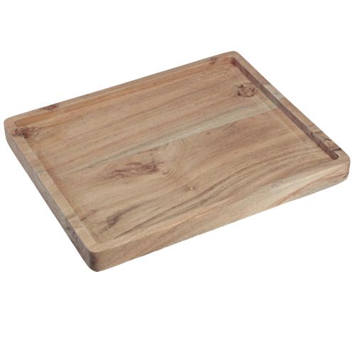 Plateau décoratif en bois d&#39;acacia rectangulaire naturel 30×25cm