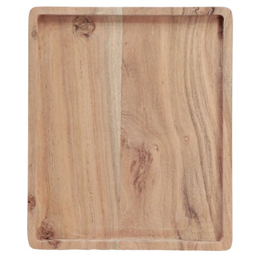 Article Plateau décoratif en bois d'acacia rectangulaire naturel 30×25cm