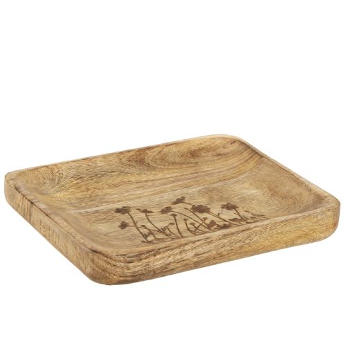 Floristik24 Plateau décoratif en bois à motif floral en bois de manguier 20×15,5cm