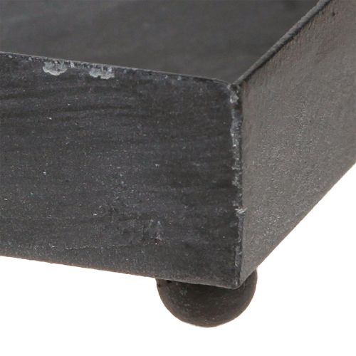 Article Plateau décoratif en métal noir gris délavé 15×15cm 2pcs