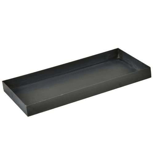Plateau décoratif en métal noir gris délavé 30×15cm
