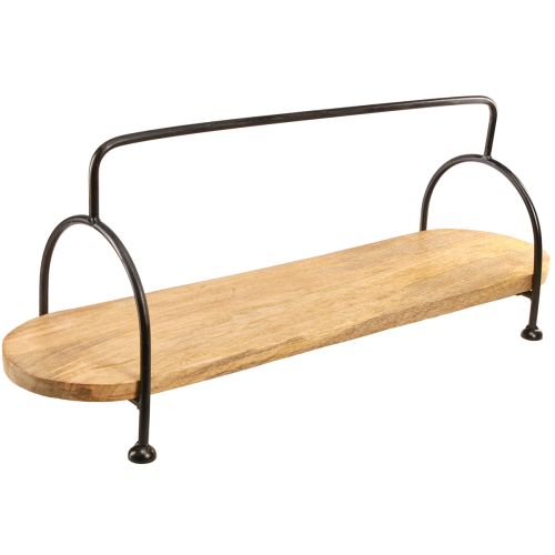 Article Plateau décoratif, plateau ovale allongé en bois avec anse 70cm