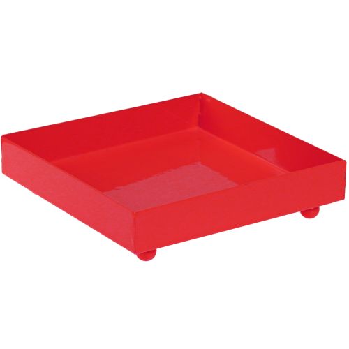 Plateau décoratif carré en métal rouge 15×15cm 2pcs