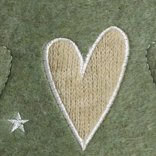 Article Sapin de Noël déco feutrine vert avec coeur étoiles H52cm 2pcs