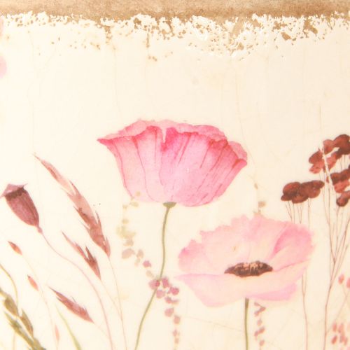 Article Tasse décorative en céramique coquelicot craquelé couleur crème 15cm×12,5cm