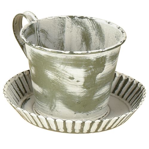 Coupe décorative en métal blanchi antique Ø9cm H8cm 2pcs