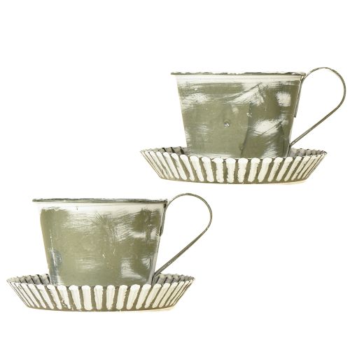 Article Coupe décorative en métal blanchi antique Ø9cm H8cm 2pcs