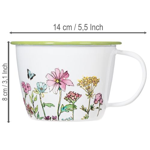 Coupe décorative, pot de fleurs émaillé, Ø11cm H8cm | Floristik24.be