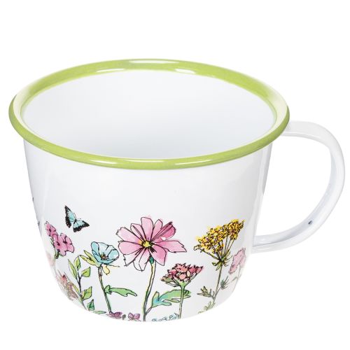 Coupe décorative, pot de fleurs émaillé, Ø11cm H8cm | Floristik24.be