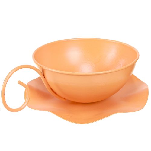 Article Tasse décorative Ø16cm H9cm avec plaque décoration métal orange 2pcs