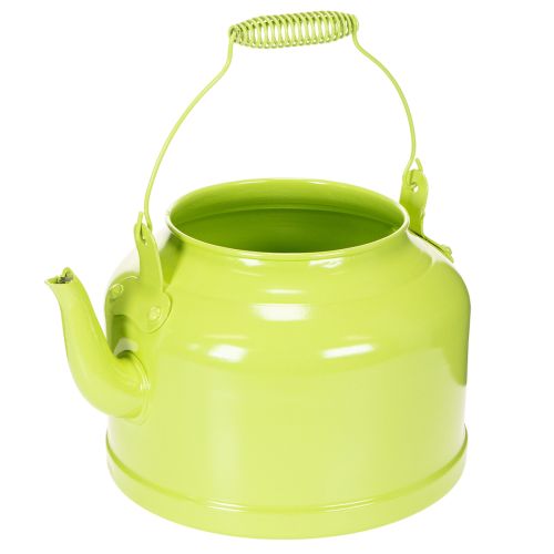 Théière décorative en métal, vert pomme - pot de fleurs - Ø 20 cm H 15 cm - décoration de jardin polyvalente et idée cadeau acheter | Floristik24.be