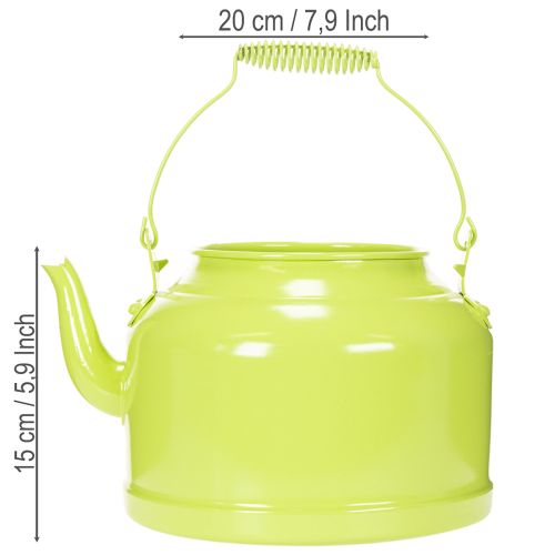 Théière décorative en métal, vert pomme - pot de fleurs - Ø 20 cm H 15 cm - décoration de jardin polyvalente et idée cadeau | Floristik24.be