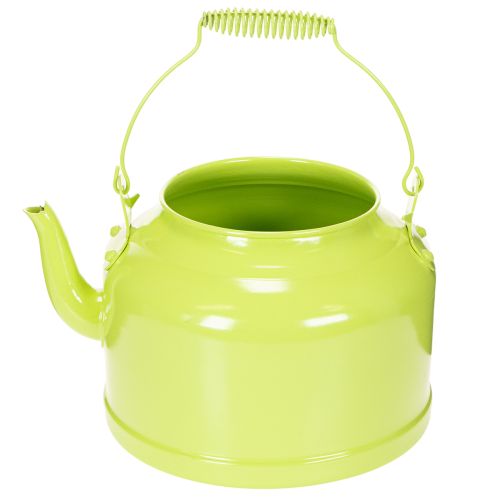 Théière décorative en métal, vert pomme - pot de fleurs - Ø 20 cm H 15 cm - décoration de jardin polyvalente et idée cadeau | Floristik24.be