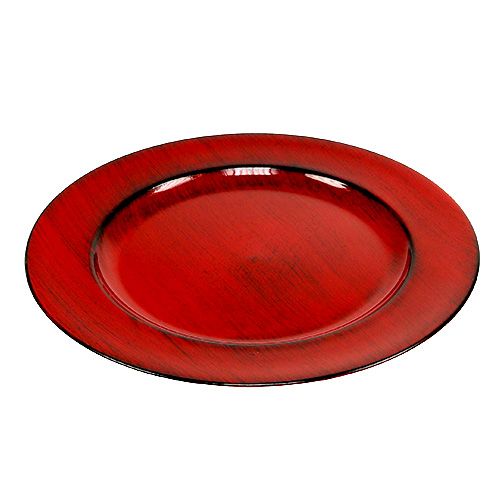 Article Assiette déco plastique Ø28cm rouge-noir