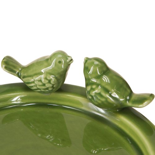 Article Assiette décorative bain d&#39;oiseaux décoration de table céramique verte Ø20,5cm 2pcs