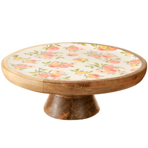 Article Assiette décorative avec socle en manguier motif pêche Ø26cm H9,5cm