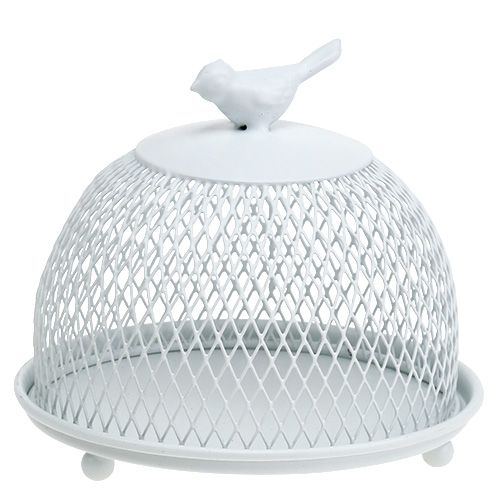 Floristik24 Assiette décorative blanche avec cloche Ø 14 cm