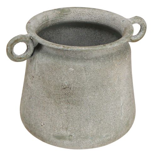 Floristik24 Pot décoratif jardinière vintage métal avec anses gris H13,5cm