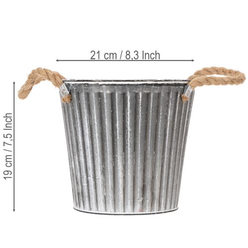 Pot décoratif pour plantation, pot en métal avec anses, décoration en métal style shabby chic Ø 21,5 cm | Floristik24.be