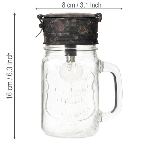 Verre décoratif avec lampe LED Ø8cm H16cm | Floristik24.be