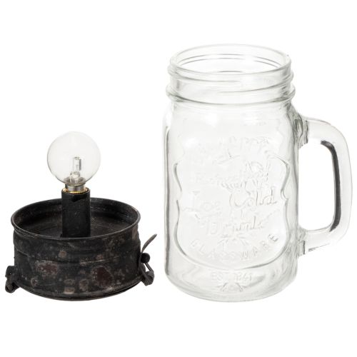 Verre décoratif avec lampe LED Ø8cm H16cm | Floristik24.be