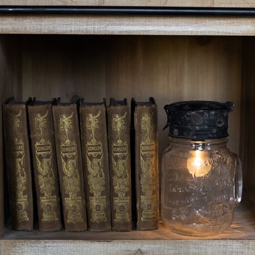 Verre décoratif avec lampe LED Ø8cm H16cm | Floristik24.be