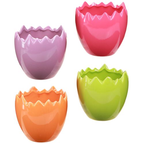 Floristik24 Cache-pot décoratif Pâques œufs de Pâques colorés en céramique Ø11cm 4 pcs
