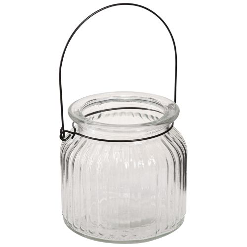 Vase décoratif rétro anse lanterne en verre Ø10cm H10cm 2pcs