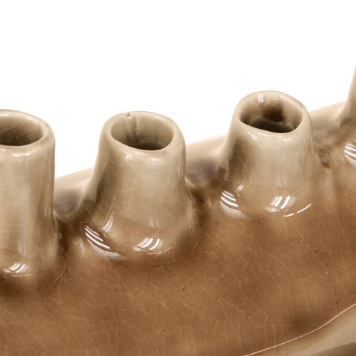 Article Vase décoratif en céramique en forme de bateau Marron 23×8,5cm H11cm